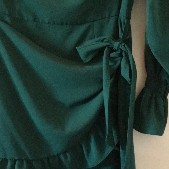 Worn once medium green mini ruffle dress - Picture 2 of 5